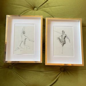 SET OF 2 silver mirrored white matted deep box frames